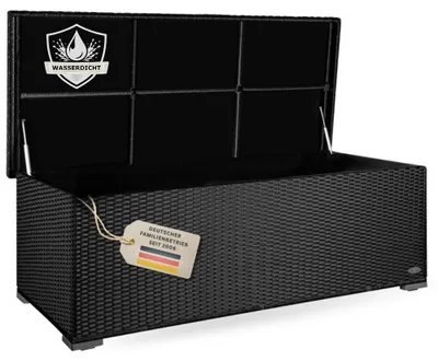 Produktbild von Auflagenbox Sienna Schwarz 155x73x60 cm ganzjährig nutzbar, als Sitzplatz für 2 Personen