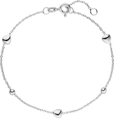 Produktbild von Armband Armkette Rundankerkette mit Kugeln & Herzen 925 Silber rhodiniert 17-19cm
