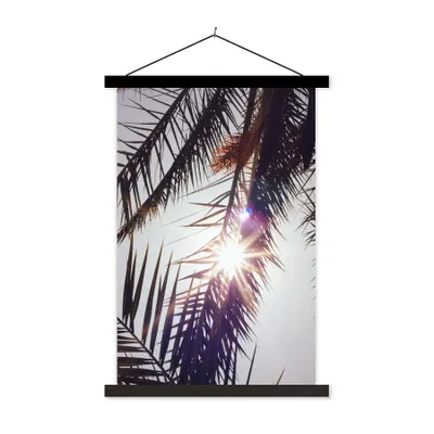 Produktbild von MuchoWow® Textilposter Palmwedel - Sonne - Sommer 60x90 cm mit schwarzem Rahmen - Poster Wohnzimmer