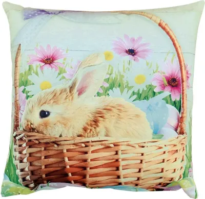 Produktbild von Kissen-Bezug Ostern Osterhase Osternest bunt 40x40 cm