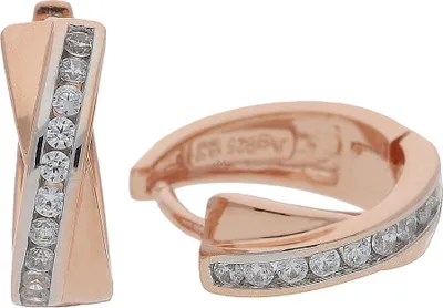 Produktbild von Creolen Silber 925 Roségold plattiert Zirkonia JL10-06-2468 JuwelmaLux