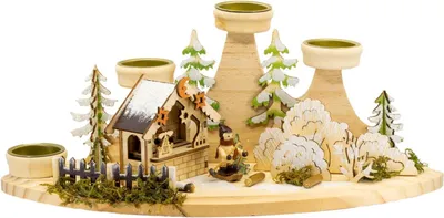 Zdjęcie produktu dla Świecznik/wieniec adwentowy - motyw: jarmark bożonarodzeniowy - 37x14,5x16,5 cm