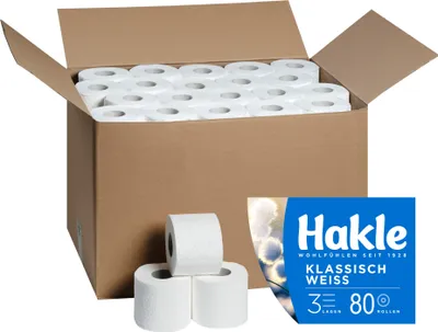 Produktbild von Hakle Klassisch weiss BIG-PACK (3-lagig, 80 Rollen)