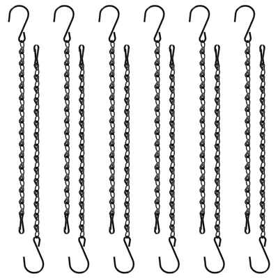 Produktbild von Pflanzenampeln, 2er-Set, 24 cm große Pflanzenhalter mit Deckenhaken, für drinnen und draußen geeignet, z. B. für Vogelfutterhäuschen, Windspiele und Pflanzkörbe, schwarz