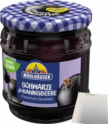 Produktbild von Mühlhäuser Konfitüre Extra Schwarze Johannisbeere (450g Glas) + usy Block