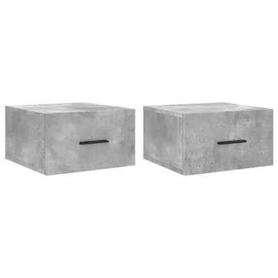 Image de vidaXL Tables de chevet murales 2 pcs. Gris béton 35x35x20 cm