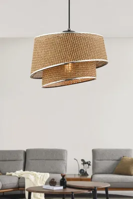 Immagine prodotto di Opviq, Barette Hazeran - Beige, Argento, Lampadario, Beige, STRUTTURA IN METALLO, 32 x 32 x 65 cm