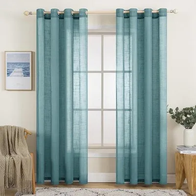 Image de Rideaux décoratifs transparents - lot de 2 - bleu - 140 x 245 cm