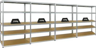 Produktbild von Mega Deal | 4x Schwerlastregal Big Elephant M | HxBxT 180x120x60 cm | Fachlast 250kg | Verzinkt
