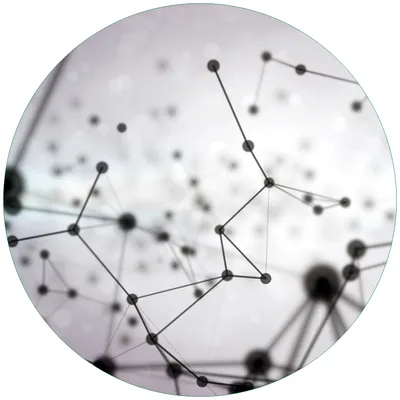 Produktbild von Wallario Premium Glasbild, freischwebende Optik, kräftige Farben, rund 50cm Durchmesser, Motiv 3D Partikel in schwarz vor hellem Hintergrund