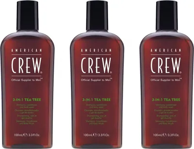 Produktbild von American Crew 3in1 Teebaumöl Shampoo, Conditioner & Körperreinigung 3x100 ml