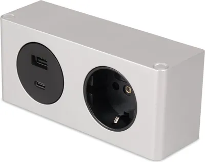 Produktbild von kalb | 2-fach Steckdosenleiste 1x 230V Steckdose und USB A/C Anschluss silber