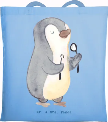 Produktbild von Mr. & Mrs. Panda Jutebeutel Zahnarzthelfer Herz - Sky Blue - Geschenk, Tasche, Einkaufstasche, Schultasche, totebag, Stoffbeutel, Tote Bag