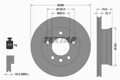 Obrázok produktu pre 2 Brzdové kotúče Textar 285 mm vpredu pre Mercedes Sprinter 3 t