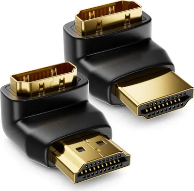 Produktbild von deleyCON 90° & 270° Winkeladapter im Set - 1x 90° + 1x 270° - HDMI Typ A Buchse und Stecker - 4K Ultra HD UHD 3D Full HD 1080p HDR ARC Highspeed mit Ethernet