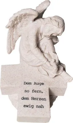 Produktbild von Engel auf Kreuz "Dem Auge so fern, dem Herzen ewig nah" Grabschmuck