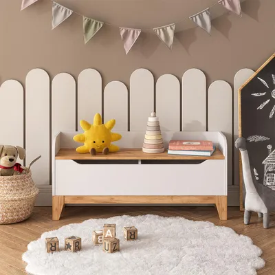 Obrázek produktu pro Komoda na hračky Vitalispa Malia Bílá/Artisan 107.2 x 50 cm se sedadlem, Model 58368