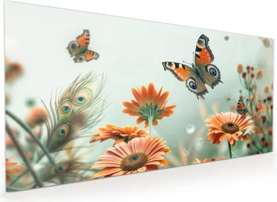 Produktbild von Küchenrückwand Spritzschutz Glas mit Motiv Schmetterling Wiese 40 x 40 cm