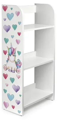 Produktbild von Bayagu Kinder-Bücherregal Weiß aus Holz für Bücher Spielzeug Stabil Einhorn