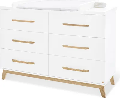 Produktbild von Wickelkommode Babyzimmer 140 cm breit RIJEKA-134 in weiß edelmatt mit Wickelaufsatz, B/H/T: 140/98-105/58-78 cm