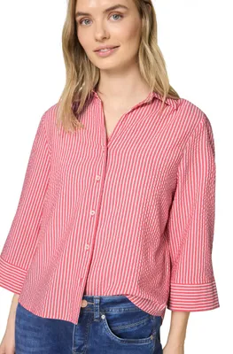 Productafbeelding van Street One blouse met 3/4 mouwen, uitgevoerd in seersucker kwaliteit, kleur: salsa rood, maat: 42