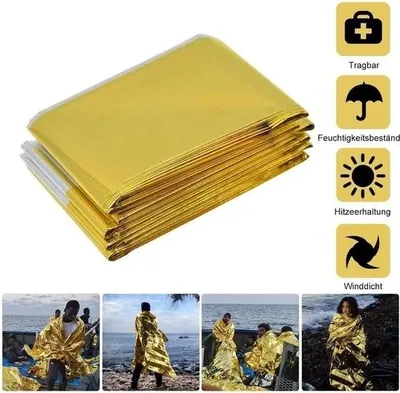 Immagine prodotto di Coperta impermeabile di sopravvivenza - Coperta termica di emergenza riflettente, coperta di soccorso, coperta termica di sopravvivenza, coperta termica, coperta di emergenza, 160 x 210 cm, argento