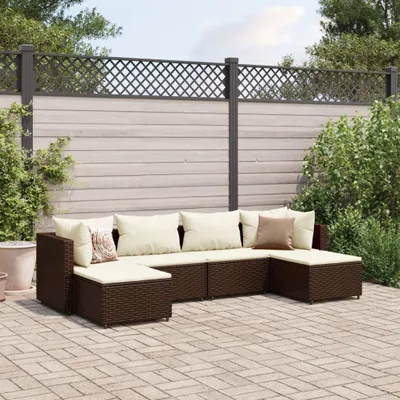 Produktbild von 2024 Gartenmöbel 6-tlg. Garten-Lounge-Set mit Kissen Braun Poly Rattan Gartenmöbel-Sets Garden Pleasure 3607643