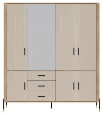 Produktbild von Furniture24 Kleiderschrank Dante Dt17 Drehtürenschrank 93 X 197 X 56 Cm - Cremona Eiche/Kaschmir