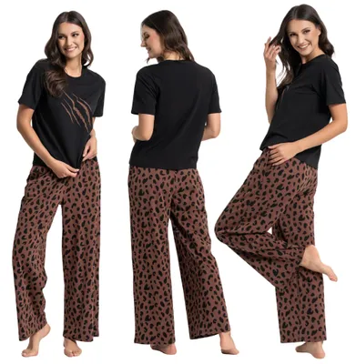 Produktbild von Moraj Damen Pyjama Schlafanzug – Schwarz, Größe L, bequem