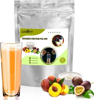 Produktbild von Pfirsich Maracuja Joghurt Veganes Protein Eiweiß Pulver Zuckerfrei 1 kg