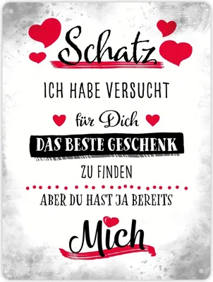 Produktbild von Bestes Geschenk für Schatz zum Valentinstag Metallschild XL in 21x28 cm