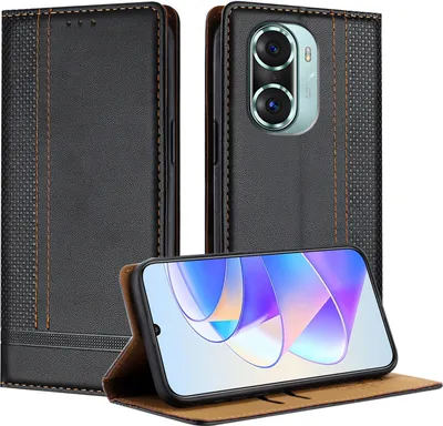 Produktbild von Handyhülle für Honor 60 Pro Leder Flip Klappbare Schutzhülle mit Standfunktion Schwarz