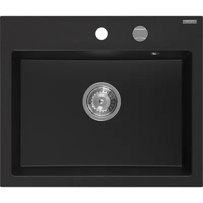 Zdjęcie produktu dla Mexen Oscar zlewozmywak granitowy 1-komorowy 580 x 490 mm, czarny, syfon chrom - 6519581000-77