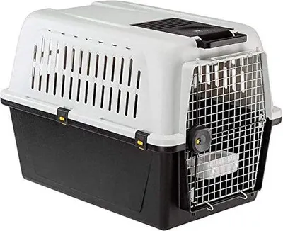 Produktbild von Transportbox für mittelgroße Hunde, sicher, belüftet, mit Futterbox