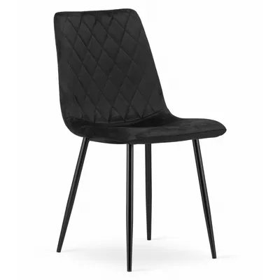 Image de Chaise de salle à manger Chaise de salon avec assise en velours avec pieds métalliques noirs, pour le salon, le bureau, la chambre ou la salle à manger, noir 1 chaise