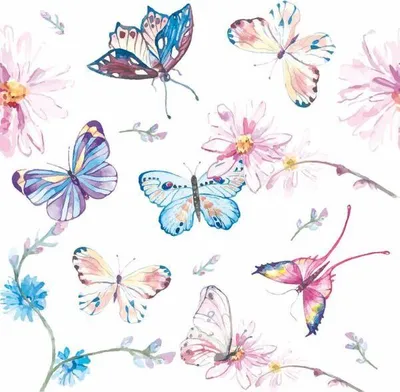 Produktbild von 240  Duni Tissue-Servietten 33 x 33 cm Butterflies 3-lagig