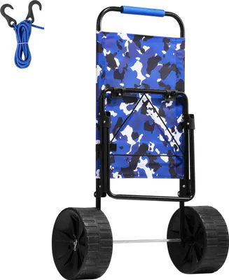 Obrázek produktu pro SucceBuy plážový vozík s velkými koly na písek. ložná plocha 15,4" x 15,7". Skládací vozík s 10" PE pevnými koly, nosnost 69 lbs. Ideální pro pikniky, kempování, rybaření, pláž a zahradničení.