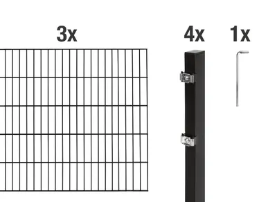 Immagine prodotto di Recinzione a doppia barra Alberts 628314, set completo da 8 elementi, nero opaco, altezza 140 cm, lunghezza 6 m