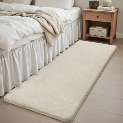 Produktbild von Kurzflorteppich creme 80x300 cm, rutschfest, waschbar, Polyester, für Wohnzimmer