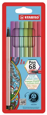 Image de STABILO® 68/8-02 Pen 68 Feutre Premium Pastel - Etui plastique 8 pièces assorti