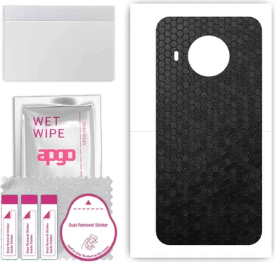 Produktbild von apgo Rückseite Schutzfolie, Skin, kompatibel mit Nokia X100, Hinten Displayschutzfolie aus Vinylfolie, kratzfest, einfache Montage - Schwarze Honigwabe