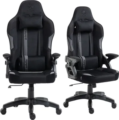 Produktbild von Kraken Chairs Jupiter Bürostuhl Ergonomisch, Schreibtischstuhl, Drehstuhl, Stoff, Gaming Sessel, Gamingstuhl, bis zu 130 kg, Schwarz/Grau