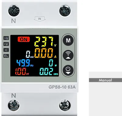 Produktbild von WiFi Smart Energy Power kWh-Meter mit Über- und Unterspannungsschutz, Überstrom- und Fehlerstromschutz – Steuerbar via TUYA App