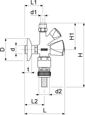 Immagine prodotto di Valvola Angolare Combinata Js, Non Autosigillante Rb,Sv,3-Kt.gr,1/2",Pol.cromo,Dvgw
