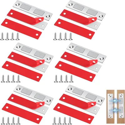 Obrázok produktu pre Ultra Tenké Magnety pre Skriňové Dvere, 6 Kusov, Silné Magnetické Zámky, Pre Kuchyň, Nábytok