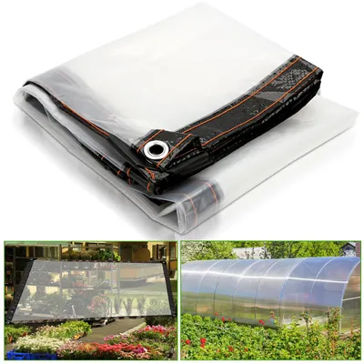 Produktbild von Peviasot 2x Transparente Plane mit Ösen wasserdichte Abdeckplane aus PE wetterfest und UV-beständig für Garten Balkon Terrasse Gewächshaus und Pavillon 3 × 5 m