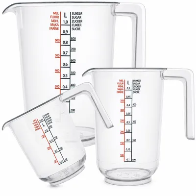 Produktbild von Messbecher 3er Set Kunststoff Meßkanne Meßbecher transparent 1000ml 500ml 250ml