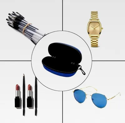 Produktbild von 3er Set Hartschalen-Brillenetuis mit Reißverschluss und Kunststoffhaken für Sonnenbrillen und Lesebrillen