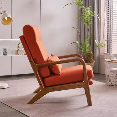 Produktbild von FCH Loungesessel, Sessel mit Armlehnen,hohe Rückenlehne,mit Lendenkissen,Orangerot