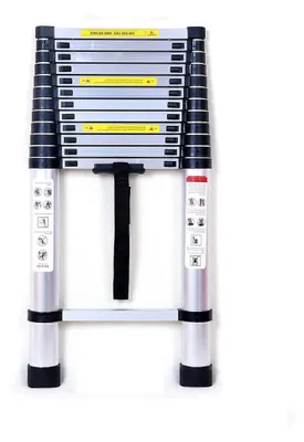 Produktbild von 5 m Teleskopleiter, Klappleiter aus Aluminium, Mehrzweckleiter, rutschfeste Ausziehleiter, tragbare Stehleiter mit 150 kg Tragfähigkeit